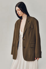 OVERFIT CUT OFF BLAZER [BROWN]