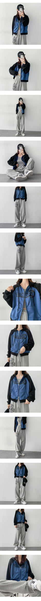 Turn's Two-Way Color Coloring Raglan Hood Zip-Up