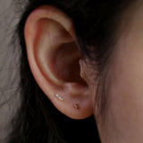 14Kゴールドキュービックバーミニピアス/14K gold cubic bar mini earring (14k gold clutch)