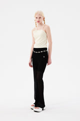 チェリーレースブーツカットパンツ / CHERRY LACE BOOTCUT PANTS [BLACK]