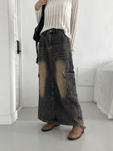 Parform Remedy Washing Long Denim Skirt