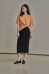 オーバーサイズロゴ刺繍Tシャツ/OVERSIZED LOGO EMBROIDERED T-SHIRT_ORANGE