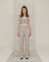 GRANNY SQUARE V-NECK CROP VEST  SAND BEIGE (6691440001142)
