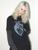 Heart PK layered long sleeve BLACK