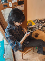 ウェイドチェックオーバーフィットシャツ