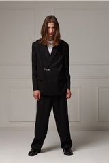 Belted wide slacks - Black (4622119960694)