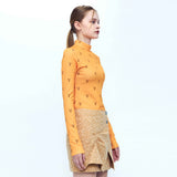 ハートユニバースモックネックTシャツ/Heart Universe Mock Neck T-Shirt _ Orange