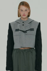  WOOL KNIT DUFFLE COAT / GRAY