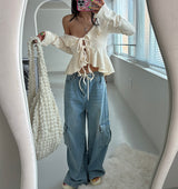 Strap Cargo Wide Jeans