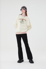 チェリーケーキグラフィックポイントスウェットシャツ／CHERRY CAKE GRAPHIC RIB POINT SWEATSHIRT [IVORY]