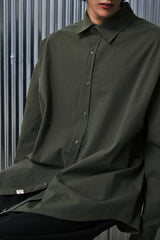 EARTH-COLOR PLEATS SHIRT (Dense Forest) / アースカラープリーツシャツ