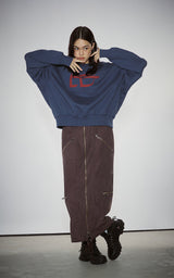 WASHED 2WAY ZIP SKIRT_BROWN