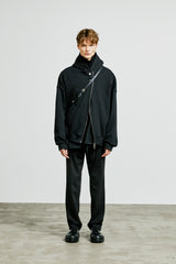 hoody zip-up cape cardigan black (6615495016566)