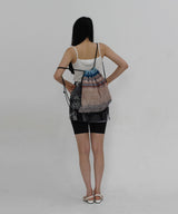 ピンクパッドストリングバッグ / Print padded string bag