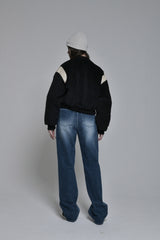 クロップバーシティージャンパー / crop varsity jumper (black)