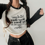 OsカラーリングラグランシャーリングストリングロングスリーブTシャツ
