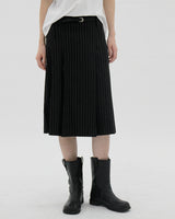 ストライプミディベルトスカート/striped midi belted skirt