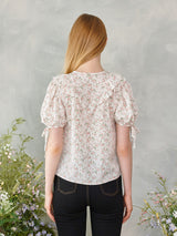 フローラルフリルピンクボタンブラウス / Floral Frill Pink Button Blouse