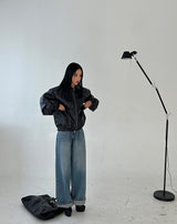 Big Pocket Vintage Leather Jumper
