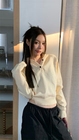 ハリフーデッドクロップニット