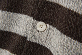 ストライプカラーカーディガンシャツ/Striped collar cardigan shirt C7 Oatmeal&Brown