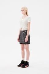 スモールチェリーポップルVネックニットカーディガン / SMALL CHERRY POPPLE V-NECK KNIT CARDIGAN [IVORY]