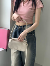 ローケングロッシースクエアショルダークロスボディバッグ / Loken Glossy Square Shoulder Crossbody Bag