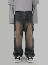 Fake cargo denim pants