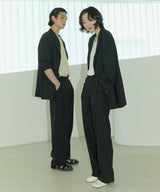 UNISEX PINTUCK STITCH WIDE PANTS M - BLACK (6689418641526)