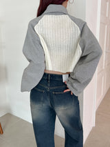 クロップハーフカラーニット/Crop Half Color Knit (2color)