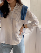 [SHOPPERMADE] S/Sシーズンストライプシャツ (2color) (6695546716278)