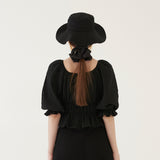 BASIC SHIRRING HAIR BAND (BLACK) (6579680804982)