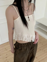 OENバックレスフリンジノースリーブトップ/OEN Backless Fringe Sleeveless Top