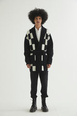 CHECKERBOARD ROBE CARDIGAN BLACK (6613774336118)