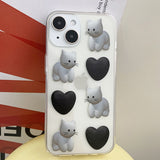 ハートキャットフォンケース / Heart cat phone case White