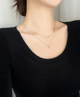 レイヤードシンプルムーンネックレス / Layered simple moon necklace / 2 color