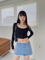 ローライズデッキーデニムスカート/Low-Rise Decky Denim Skirt