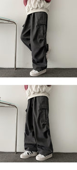Bicol String Pleated Cargo Wide Pants