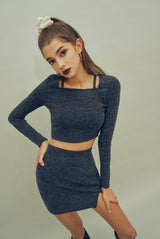 スクエアネックストラップクロップドトップス /  HIDE Strap Top (4606072160374)