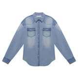 Fade-wash western denim shirt