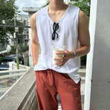 レイヤードスリットコットンノースリーブタンク / Layered Slit Cotton Sleeveless Tank (3 colors)