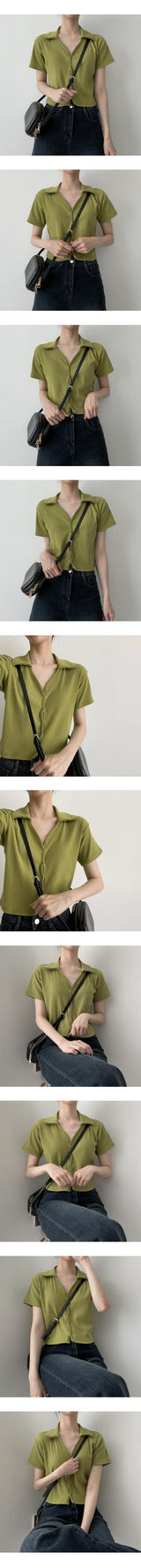 ロックカラースナップショートスリーブカーディガン / Lock Collar Snap Short-Sleeved Cardigan