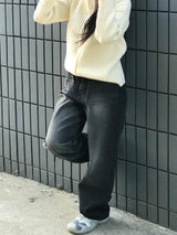 Grayish wide denim pants 