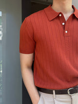 マッスルフィットVネックヘンリーネックショートスリーブニットウェア (4 colors)