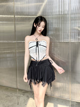 フリーストラップシャーリングミニスカートパンツ / 933. Free strap shirring mini sk-pt (2color)