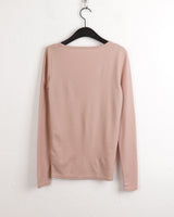 Heat unbuttoned off-shoulder snap totto button long-sleeved t-shirt