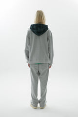 チェックパターンフーディー / Check Pattern Hoodie, Grey