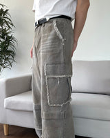 Sand Washed cargo cut denim pants