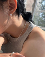 [92.5silver] oval cubic one-touch earrings
