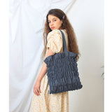 Wave smocking bag Ⅱ (grayish blue) (6657233453174)
